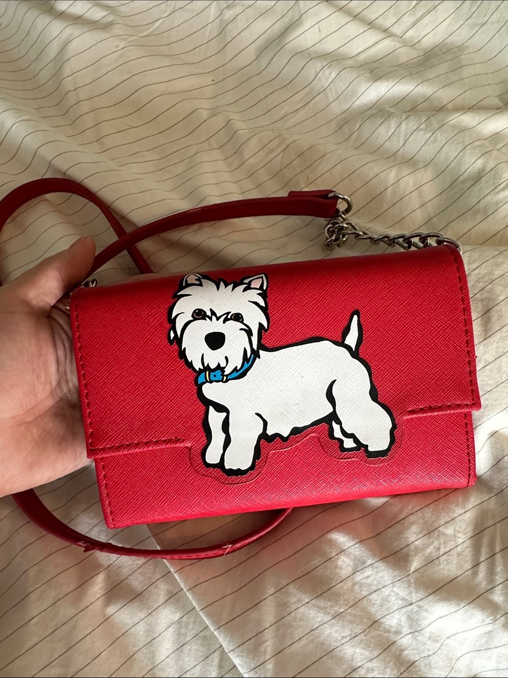 Marc Tetro - Red Mini Crossbody Bag with Playful Dog Motif